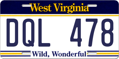WV license plate DQL478