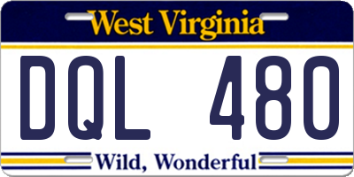 WV license plate DQL480