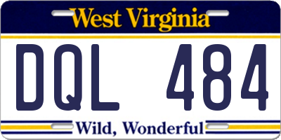 WV license plate DQL484