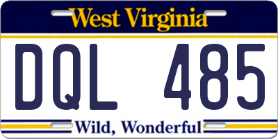 WV license plate DQL485