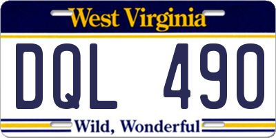WV license plate DQL490