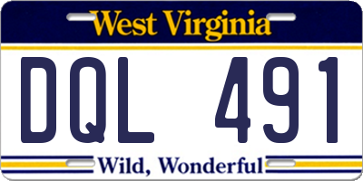 WV license plate DQL491