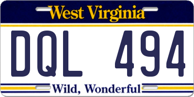 WV license plate DQL494
