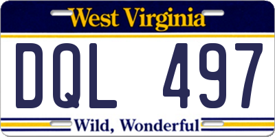WV license plate DQL497