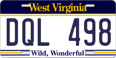WV license plate DQL498