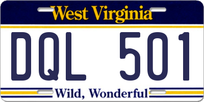 WV license plate DQL501