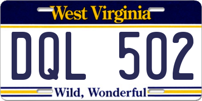 WV license plate DQL502