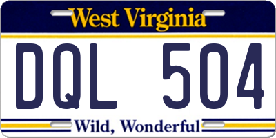 WV license plate DQL504