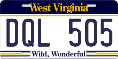 WV license plate DQL505