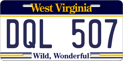 WV license plate DQL507