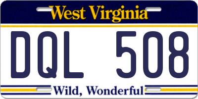 WV license plate DQL508