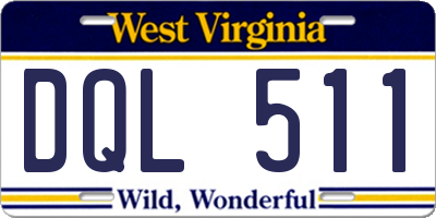 WV license plate DQL511