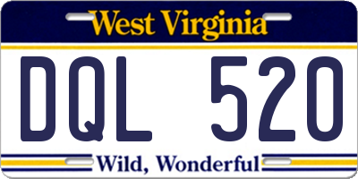WV license plate DQL520
