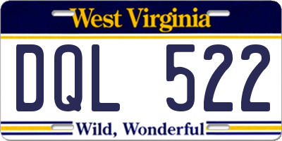 WV license plate DQL522