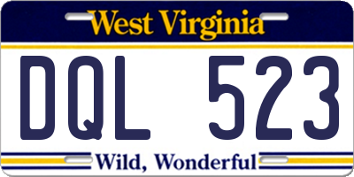 WV license plate DQL523