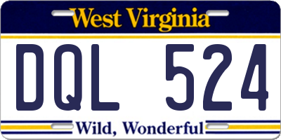 WV license plate DQL524