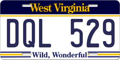 WV license plate DQL529