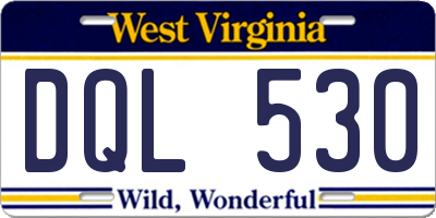 WV license plate DQL530