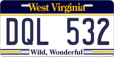 WV license plate DQL532
