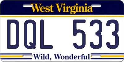 WV license plate DQL533