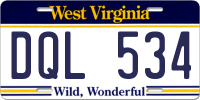 WV license plate DQL534