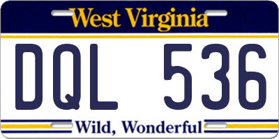 WV license plate DQL536