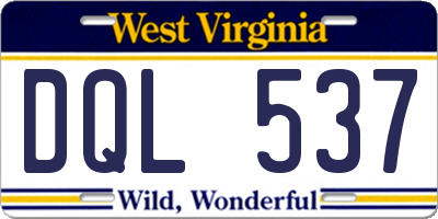 WV license plate DQL537