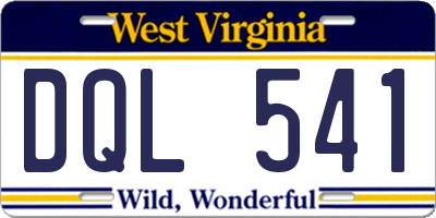 WV license plate DQL541
