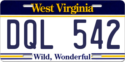 WV license plate DQL542