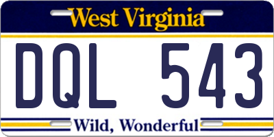 WV license plate DQL543