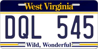 WV license plate DQL545