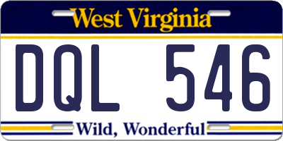 WV license plate DQL546