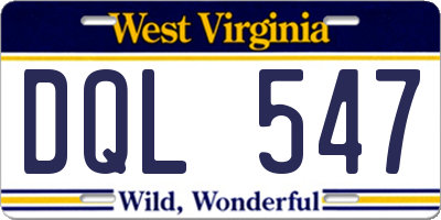 WV license plate DQL547