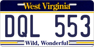 WV license plate DQL553