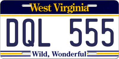 WV license plate DQL555