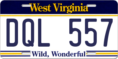 WV license plate DQL557