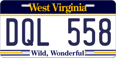 WV license plate DQL558