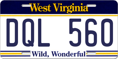 WV license plate DQL560