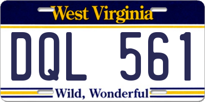 WV license plate DQL561