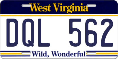 WV license plate DQL562