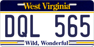 WV license plate DQL565