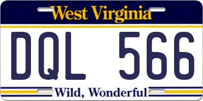 WV license plate DQL566