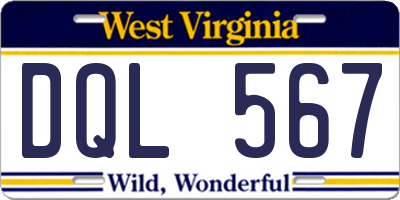 WV license plate DQL567