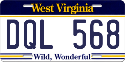 WV license plate DQL568