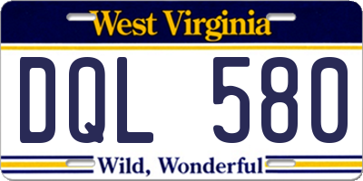 WV license plate DQL580