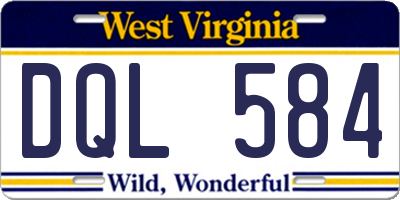 WV license plate DQL584