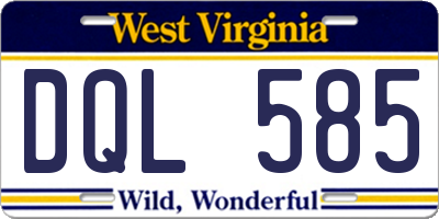 WV license plate DQL585