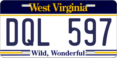 WV license plate DQL597