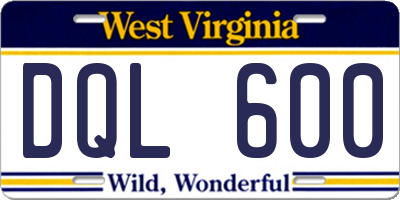 WV license plate DQL600