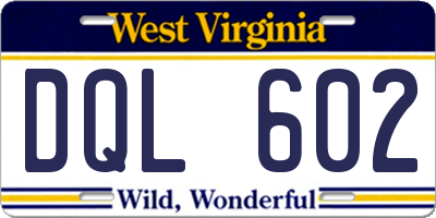 WV license plate DQL602
